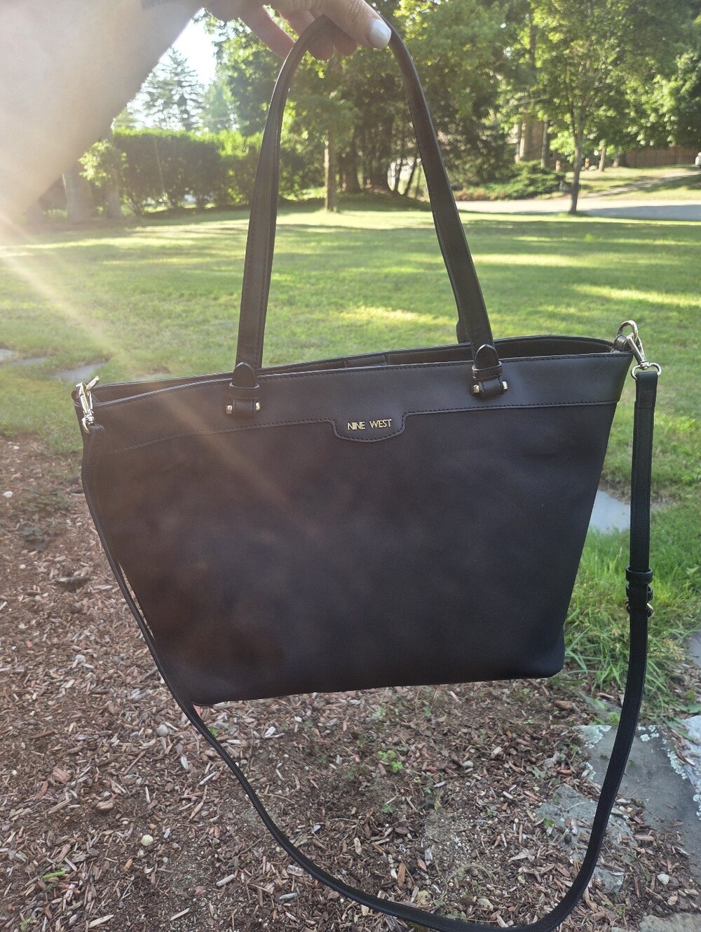 Nine West Black Nylon Tote with Removable Shoulder Strap - Picture 4 of 4